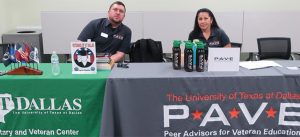 Picture of two student veterans and Peer Advisors at University of Texas at Dallas