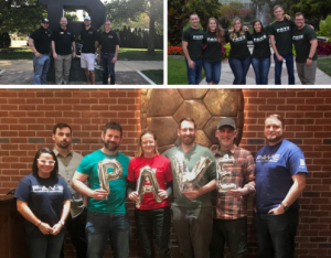 Photo of collage of three group photos of PAVE teams from 3 Big Ten schools